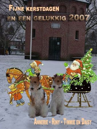 Foxterrier Drahthaar Frohe Weihnachten un d Alles Gute Fur das Neue Jahr ! Timmie und Daisy  .