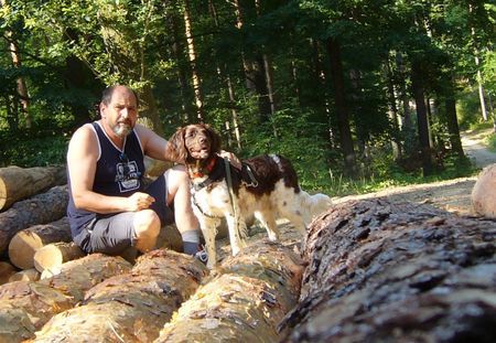 Kleiner Münsterländer Mona u. Herrchen